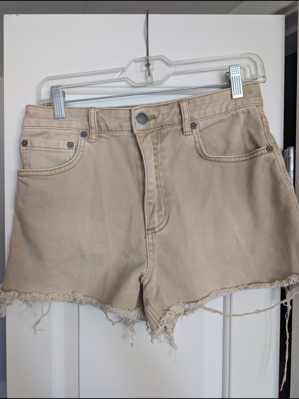 Billabong Tan Frayed Hem Denim Shorts